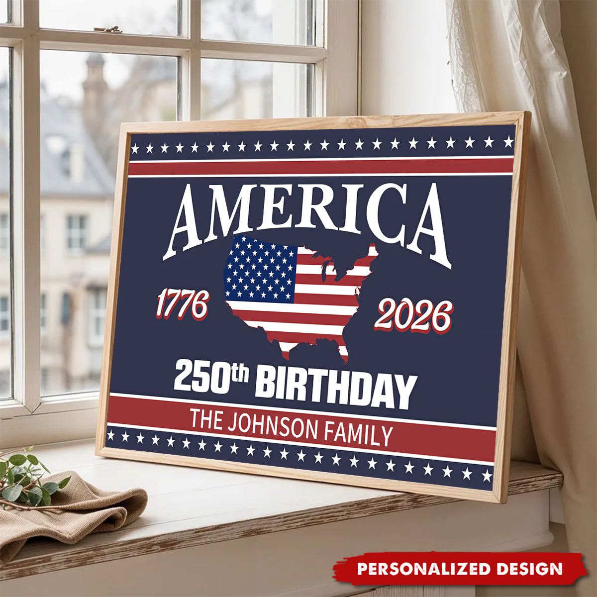 Personalized America 250th Birthday Poster - Gift For Patriotic and History Enthusiasts