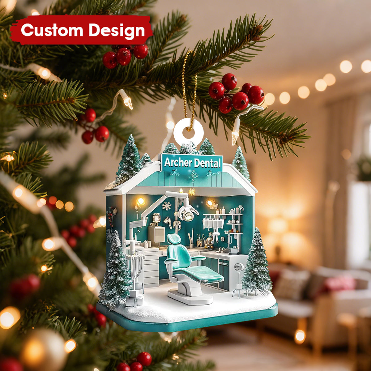 Personalized Dentist Office Christmas Ornament – Custom Dental Clinic Gift for Hygienists & Dental Professionals