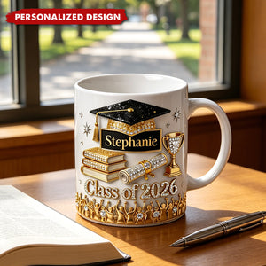 Personalized Class of 2026 Graduation Mug – Custom Name Bling Graduation Keepsake Cup