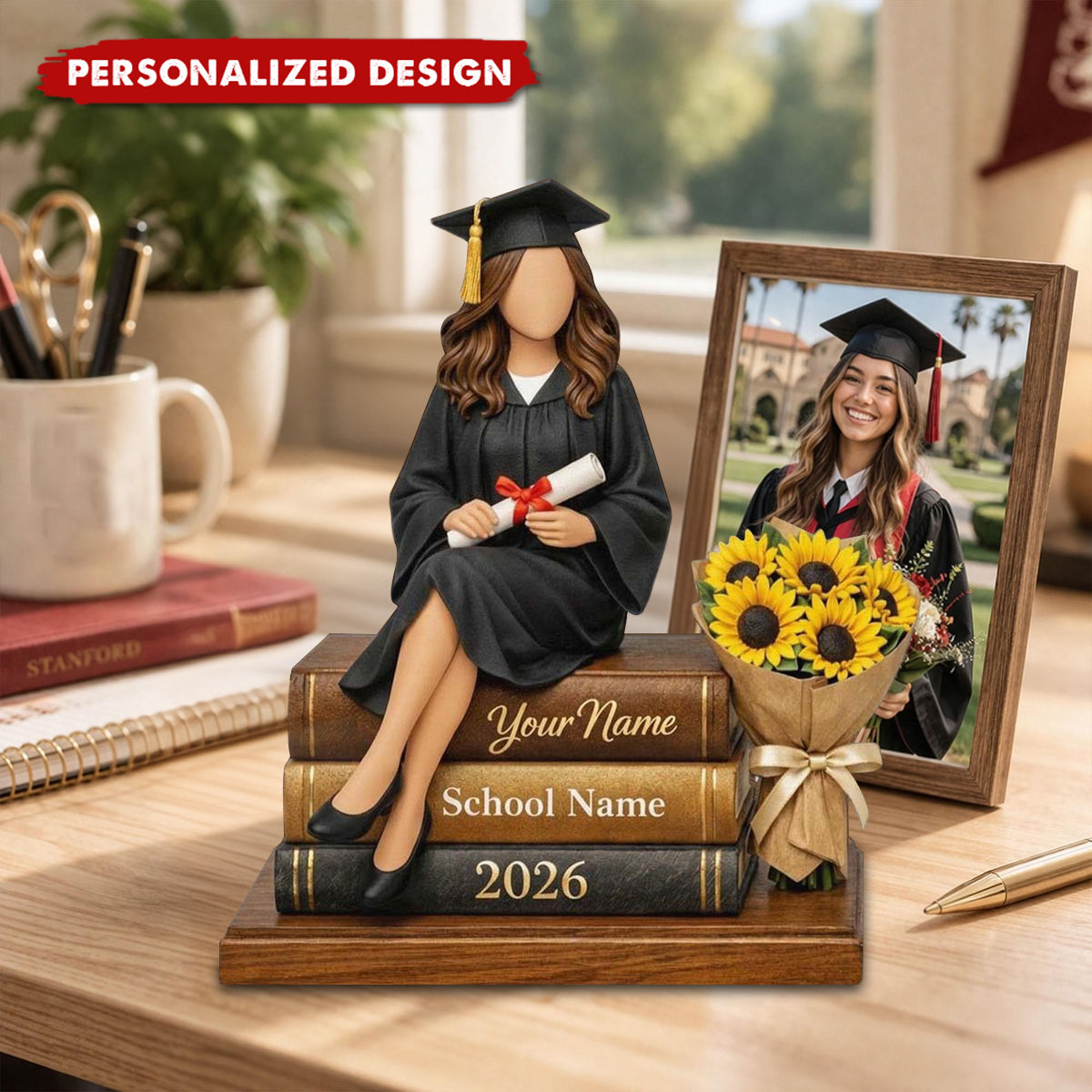 Personalized Graduation Wooden Plaque - Custom Name & Year Graduation Gift for Her/Him