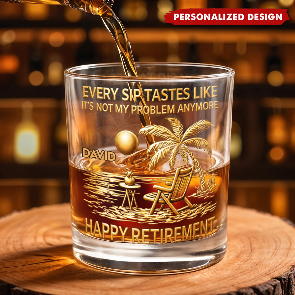 Personalized Retirement Whiskey Glass with Name – Gift For Retirees