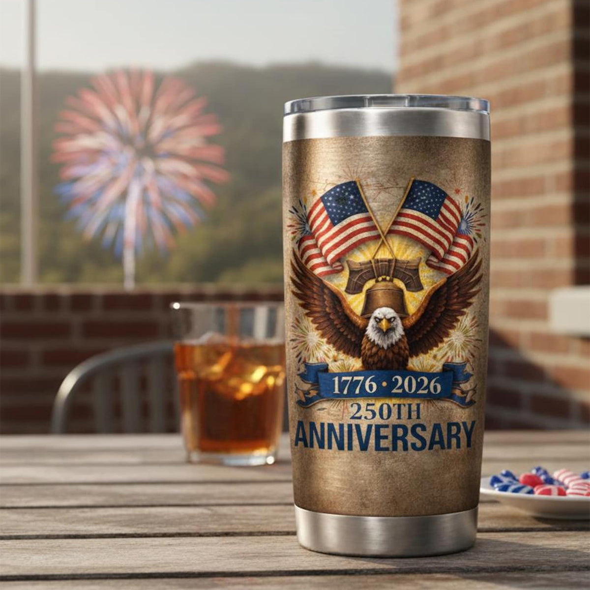Vintage Patriotic Eagle Tumbler — 250th Anniversary American Gift