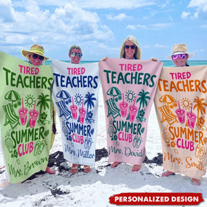 Personalized Teachers Summer Club Beach Towel - Custom Name