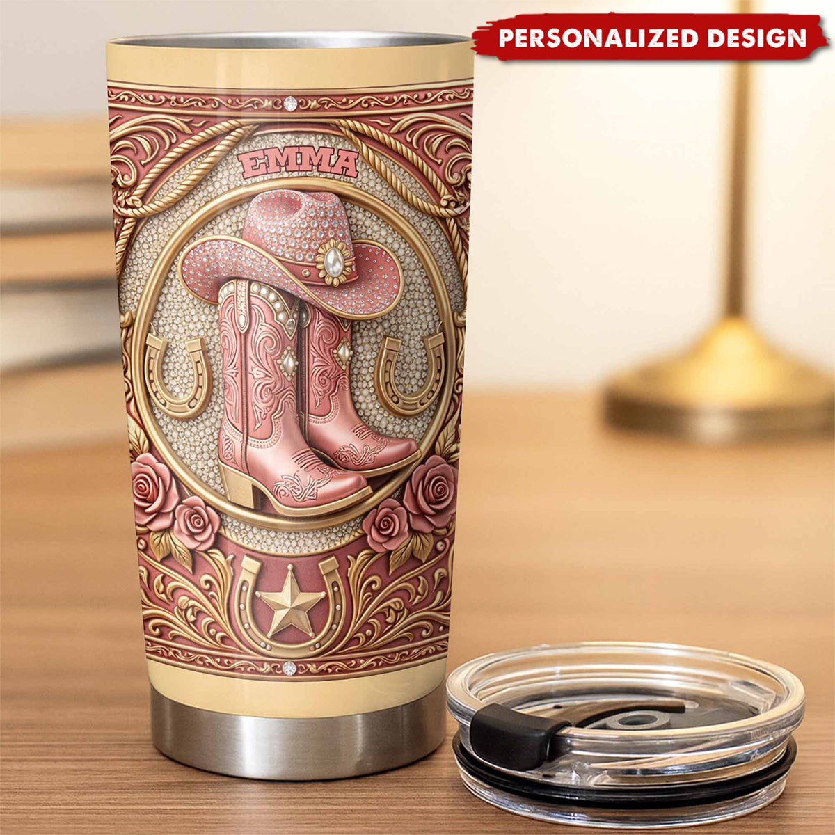 Personalized Pink Western Cowgirl Tumbler - Gift For Bestie and Cowgirls