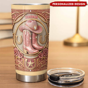 Personalized Pink Western Cowgirl Tumbler - Gift For Bestie and Cowgirls