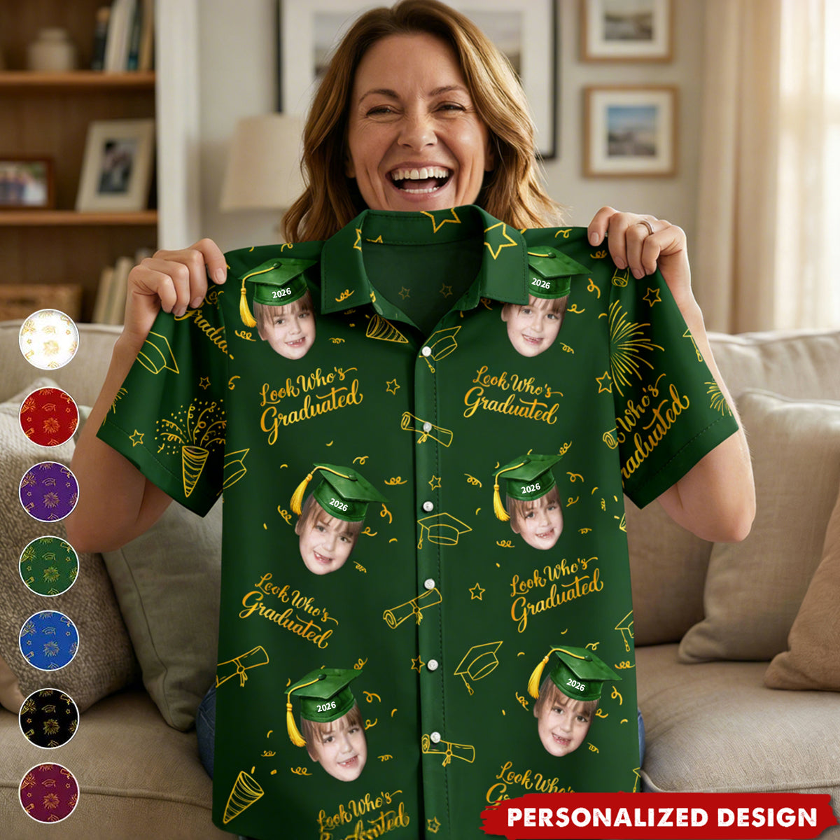 Personalized Graduation Photo Hawaiian Shirt - "Look Who's Graduated" Custom Face Print Shirt