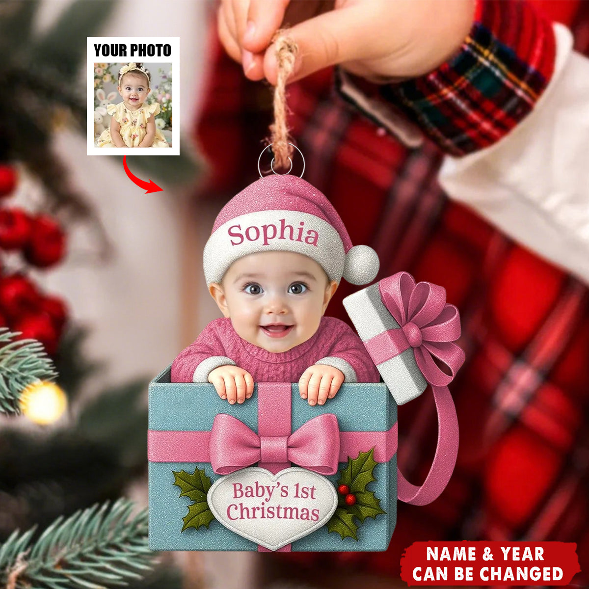 Baby Photo Ornament – First Christmas Personalized Keepsake