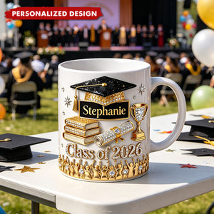 Personalized Class of 2026 Graduation Mug – Custom Name Bling Graduation Keepsake Cup