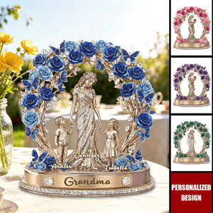 Personalized Family Tree Rose Wreath Plaque - Unique Gift for Grandma, Mom