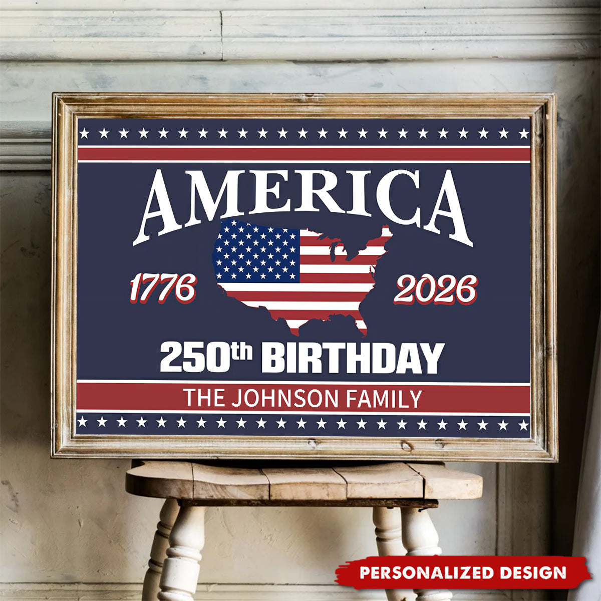 Personalized America 250th Birthday Poster - Gift For Patriotic and History Enthusiasts