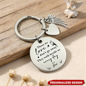 Personalized Memorial Photo Keychain – Angel Wing Remembrance Gift