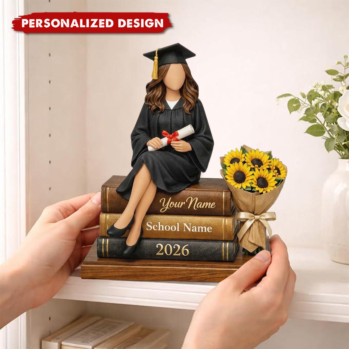 Personalized Graduation Wooden Plaque - Custom Name & Year Graduation Gift for Her/Him