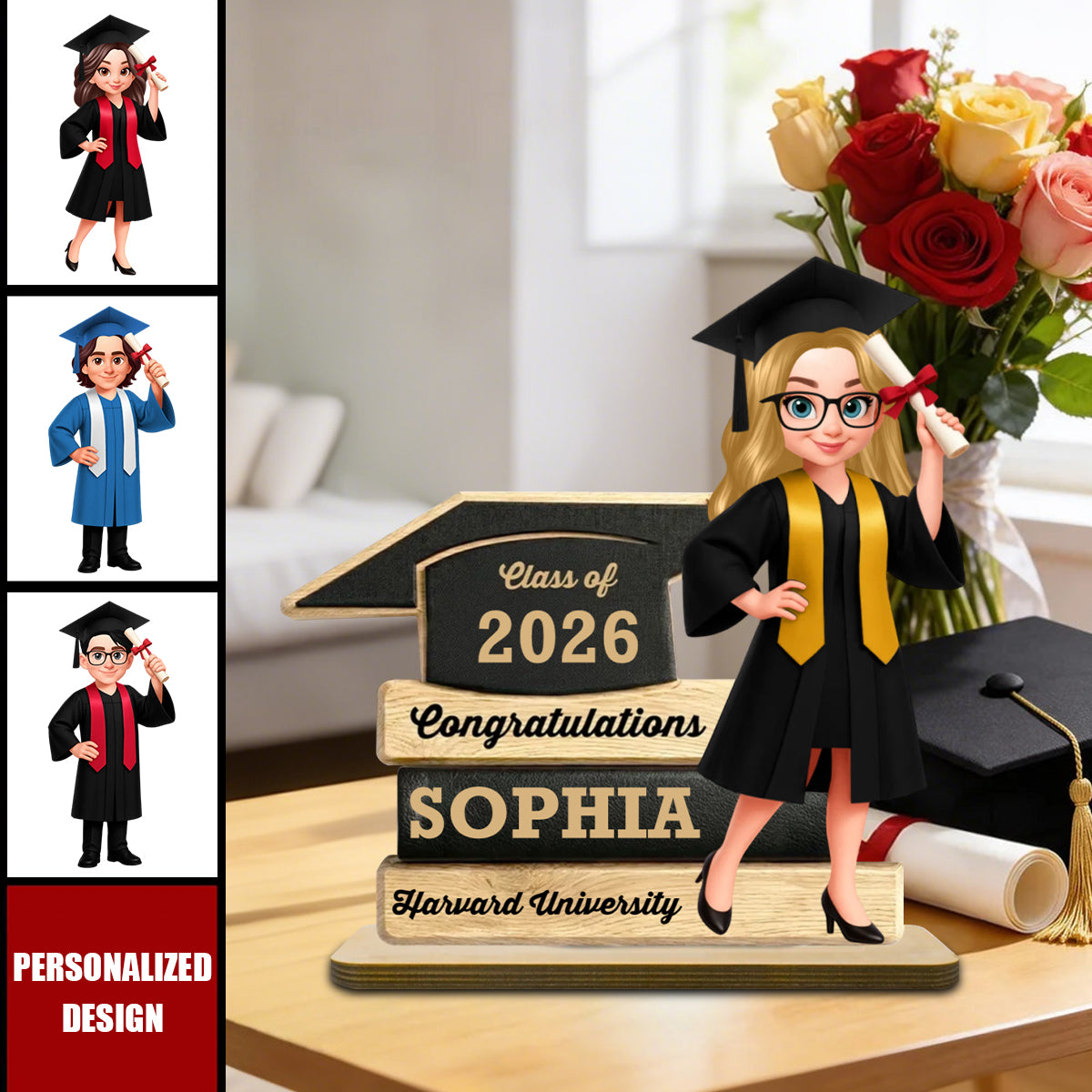 Personalized Graduation Wooden Plaque – Class of 2026 Graduation Keepsake