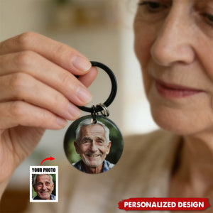 Personalized Memorial Photo Keychain – Angel Wing Remembrance Gift