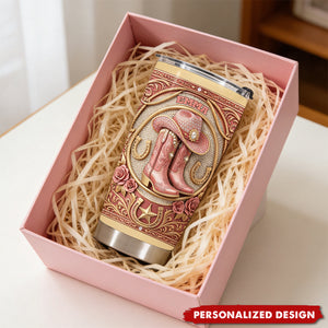 Personalized Pink Western Cowgirl Tumbler - Gift For Bestie and Cowgirls