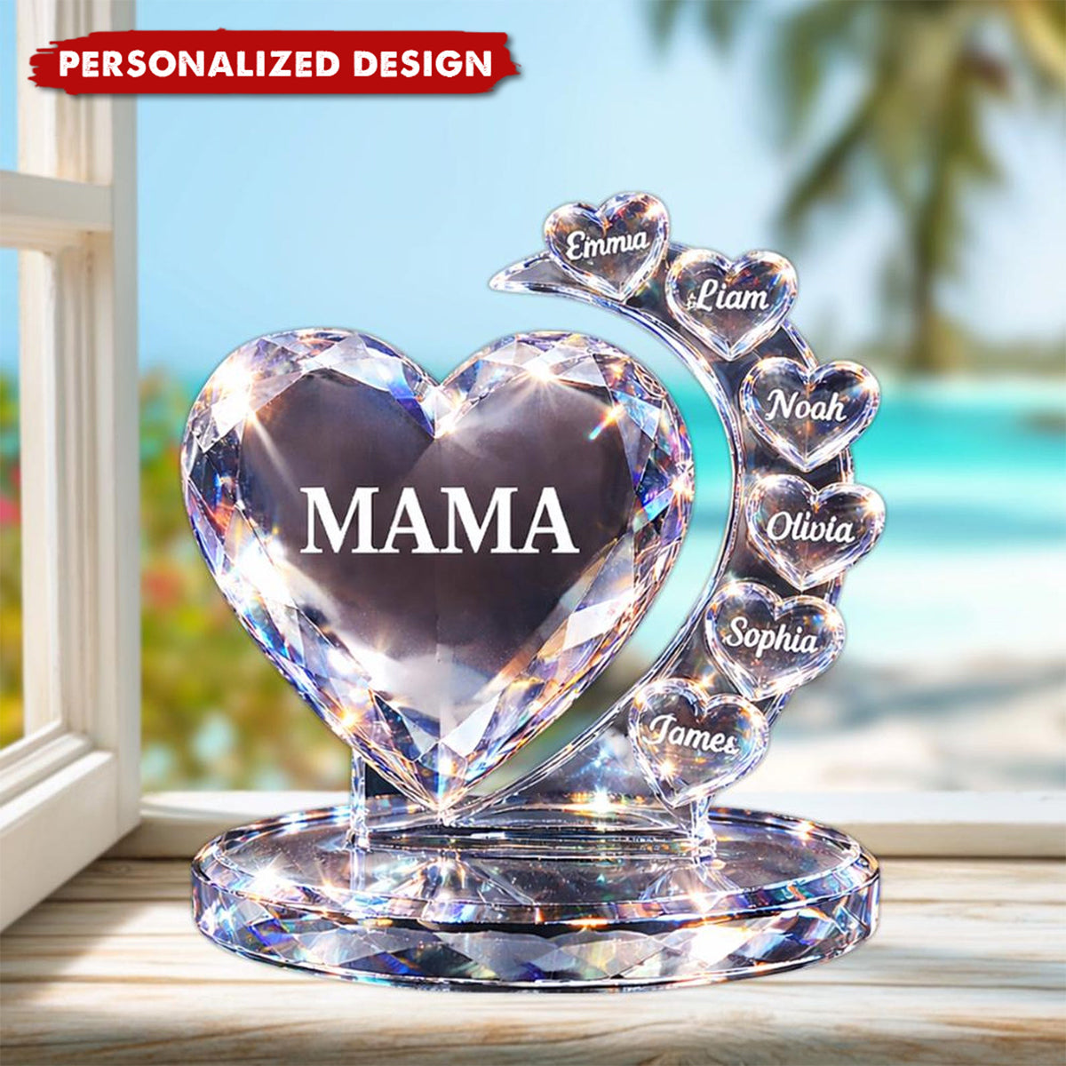 Personalized Mama Heart Plaque - Custom Kids Names Mother’s Day Gift