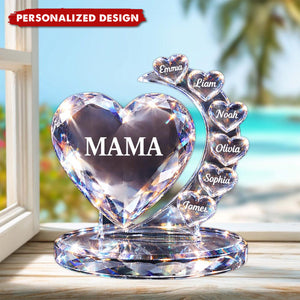 Personalized Mama Heart Plaque - Custom Kids Names Mother’s Day Gift