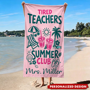 Personalized Teachers Summer Club Beach Towel - Custom Name