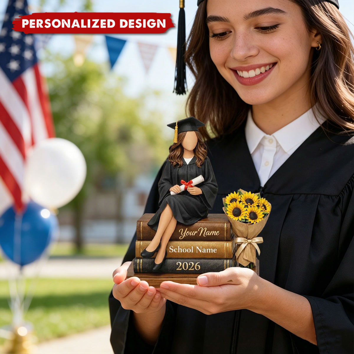 Personalized Graduation Wooden Plaque - Custom Name & Year Graduation Gift for Her/Him