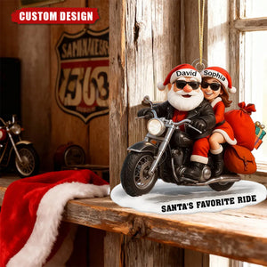 Personalized Santa Biker Couple Ornament – Custom Names Christmas Gift 2025