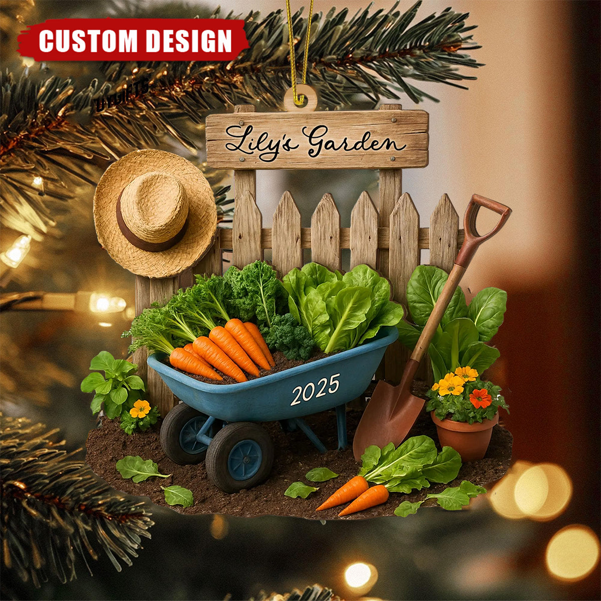 Personalized Vegetable Garden Ornament – Custom Name Garden Decor