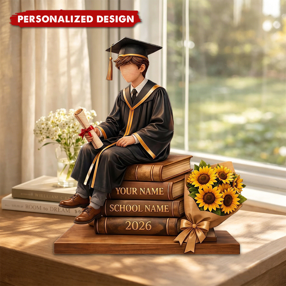 Personalized Graduation Wooden Plaque - Custom Name & Year Graduation Gift for Her/Him