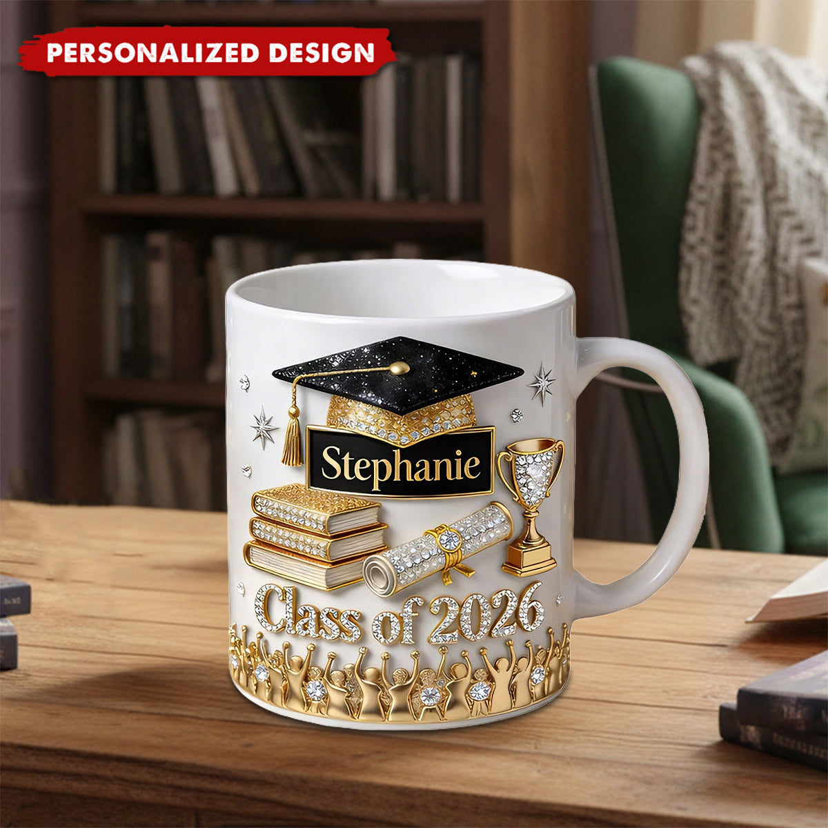Personalized Class of 2026 Graduation Mug – Custom Name Bling Graduation Keepsake Cup