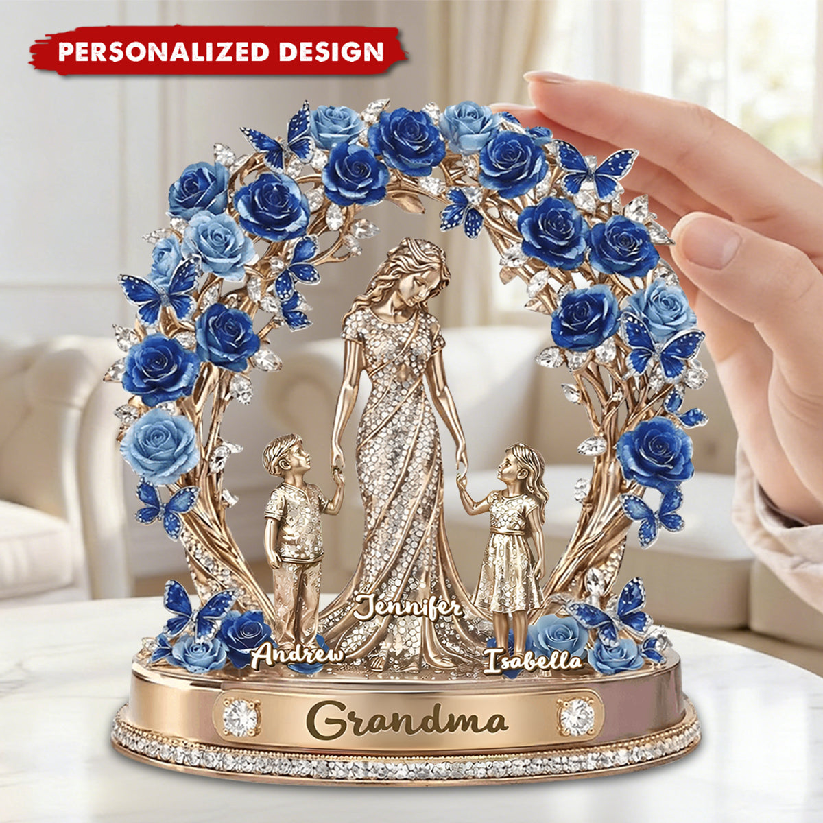 Personalized Family Tree Rose Wreath Plaque - Unique Gift for Grandma, Mom