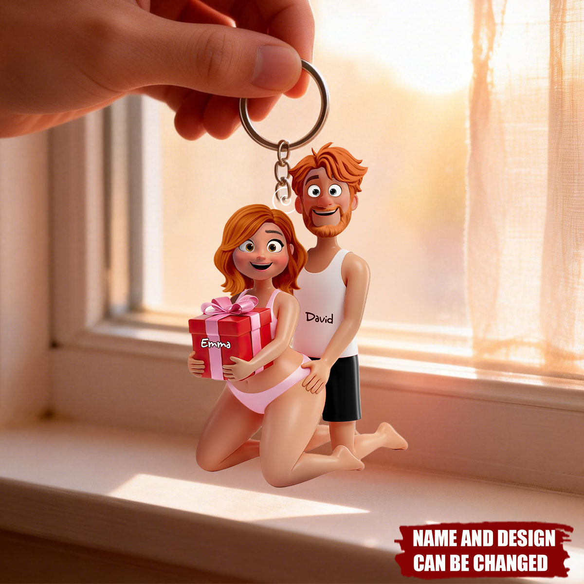 Personalized Cartoon Couple Keychain – Funny Gift for Couples