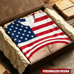 Personalized Optical Illusion Fake Lifted Shirt Dad Bod Belly T-Shirt