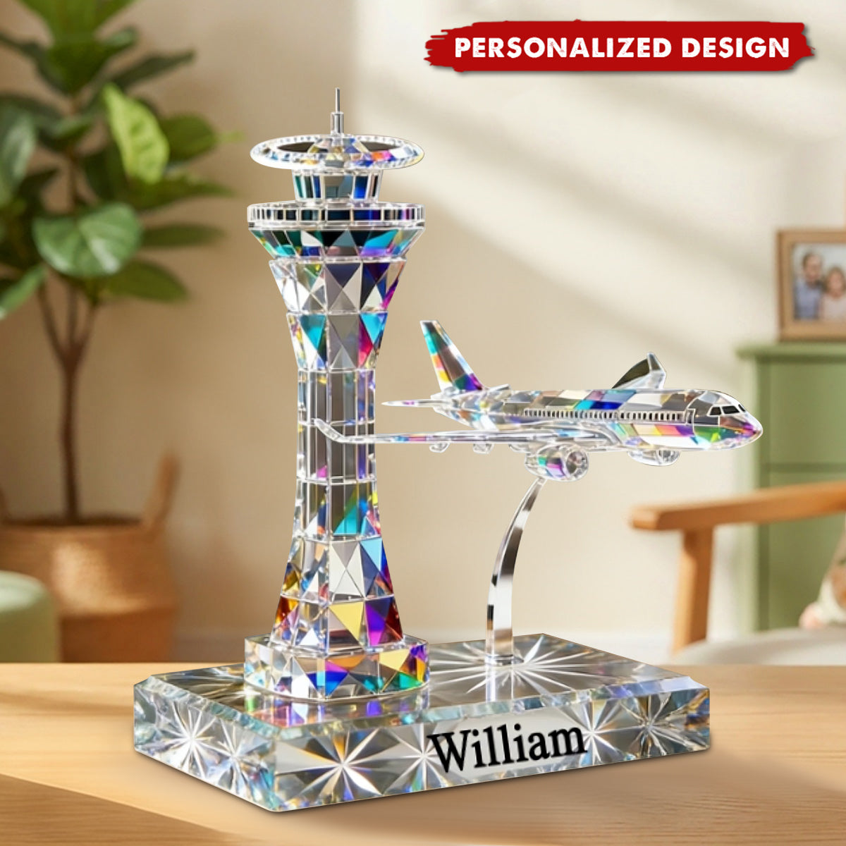 Personalized Acrylic Airplane & Control Tower Keepsake for Aviation Lovers