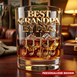 Personalized Best Dad By Par Golf Whiskey Glass - Father’s Day Golf Gift for Papa Grandpa