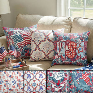 USA 250th Anniversary Floral American Flag Pillow - Perfect for Patriots