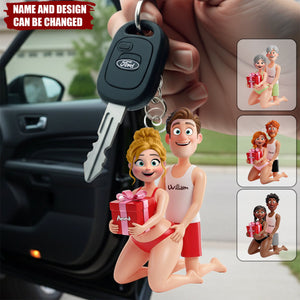 Personalized Cartoon Couple Keychain – Funny Gift for Couples
