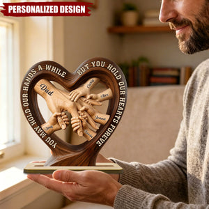 Personalized Father’s Day Dad Heart Plaque,-Custom Kids Names Hand-in-Hand