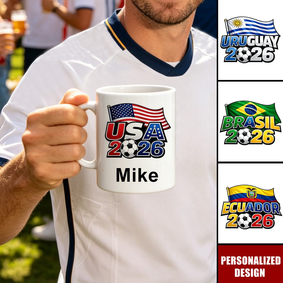 Personalized 2026 Soccer Country Mug - Custom Name