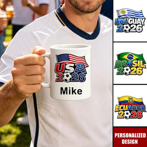 Personalized 2026 World Cup Soccer Country Mug - Custom Name