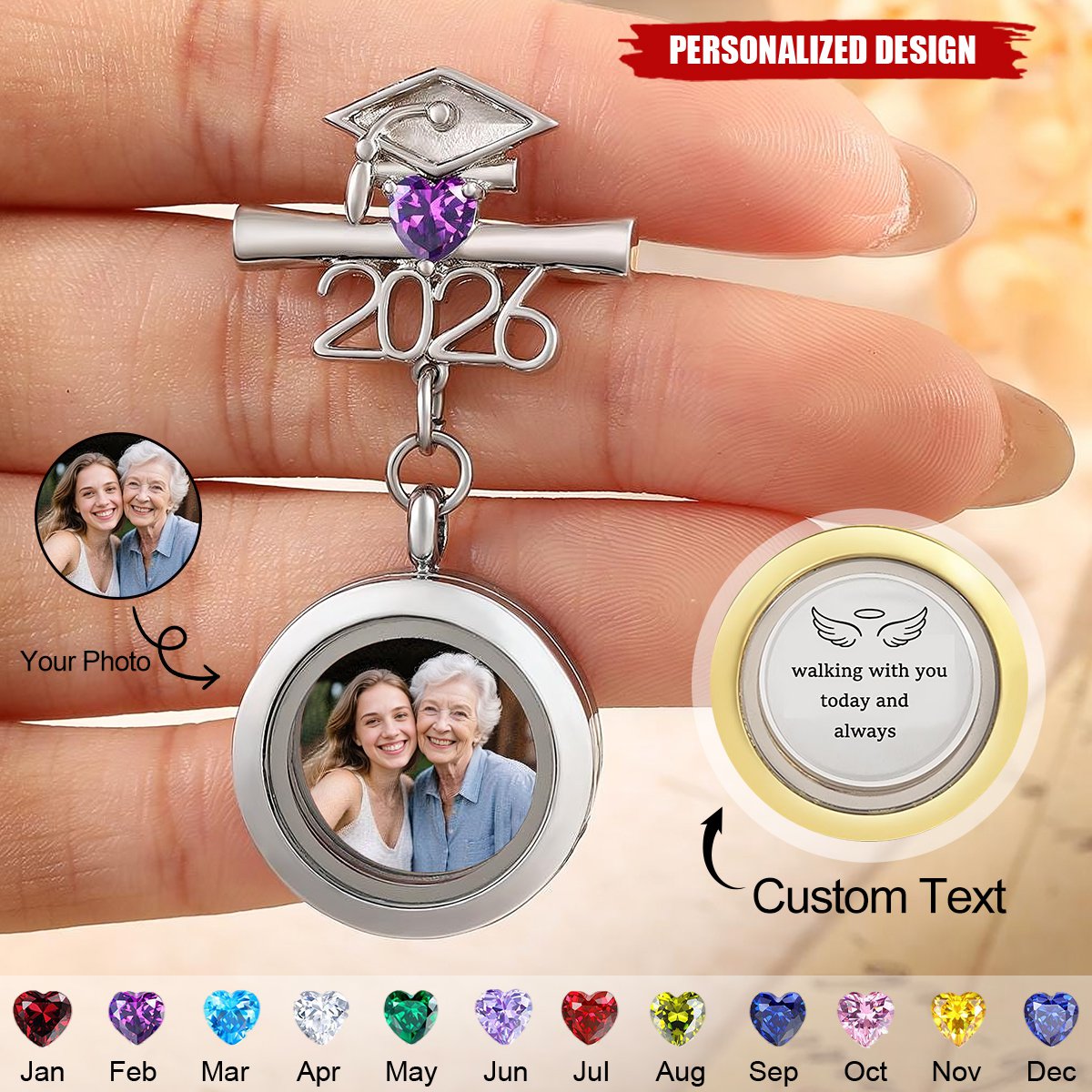 Walking With You Today and Always Graduation Pin - Remembering Loved Ones Gift