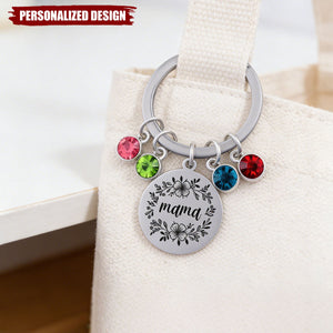 Personalized Mama Birthstone Keychain - Custom Name Family Gift for Mom/Grandma