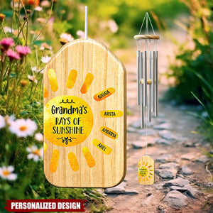 Personalized Grandma's Rays of Sunshine Wind Chime - Grandchildren Names Gift for Grandma