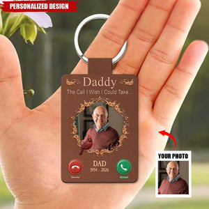 Personalized Memorial Leather Keychain - Custom Photo "The Call I Wish I Could Take" Memorial Gifts