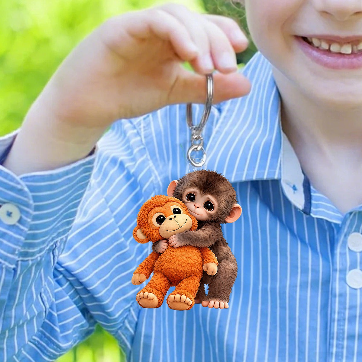 Cute Monkey Hugging Plush Keychain – Gift For friends, family, or kids