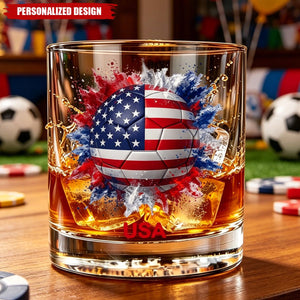 Personalized Country Flag Soccer Whiskey Glass - Custom Name