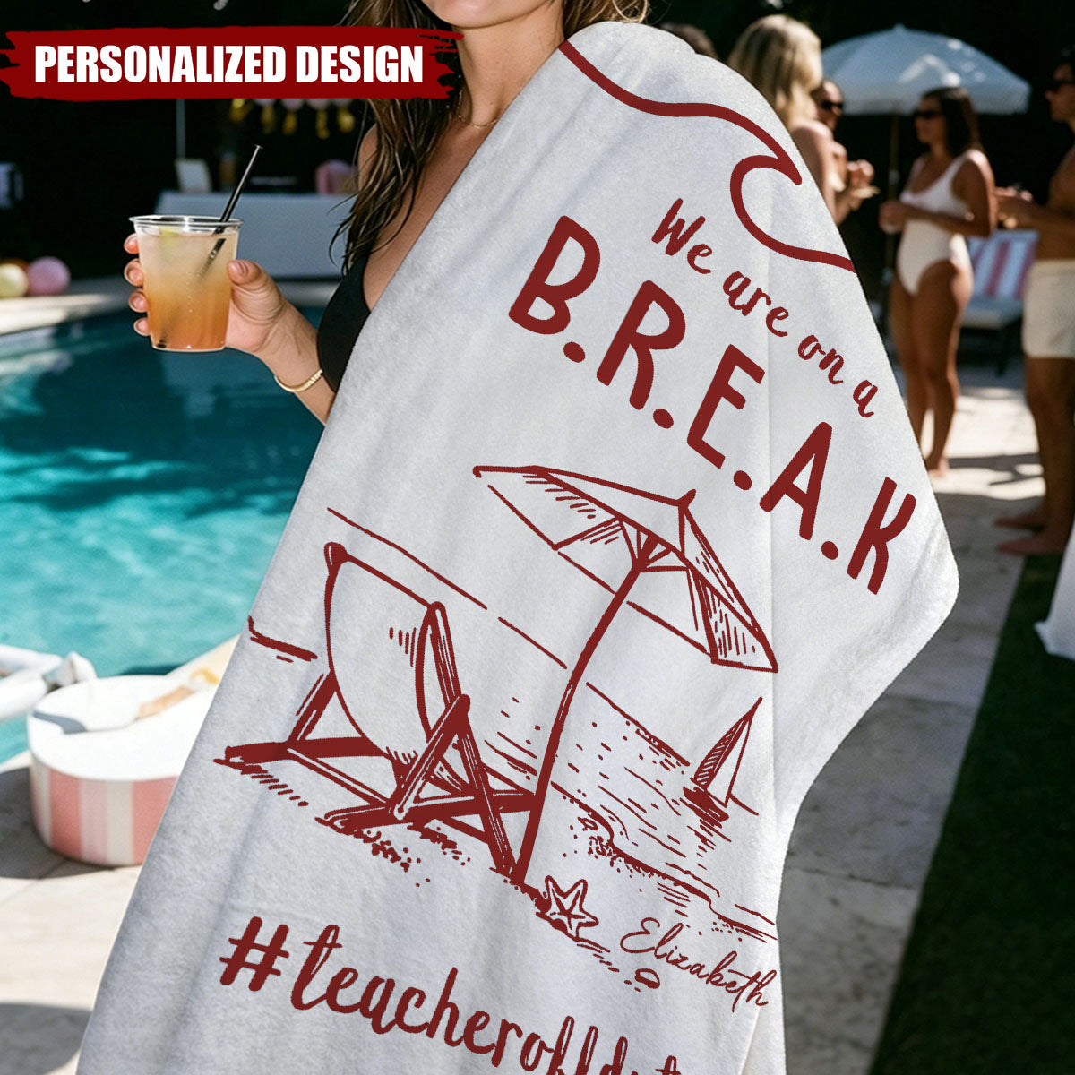 Personalized Teacher Summer Beach Towel With Funny Teacher Slogans - Custom Name