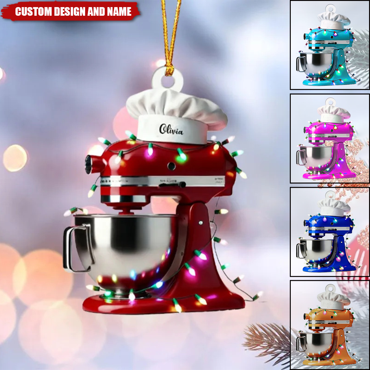 Personalized Stand Mixer Ornament – Custom Name Baking Gift for Chefs & Kitchen Lovers