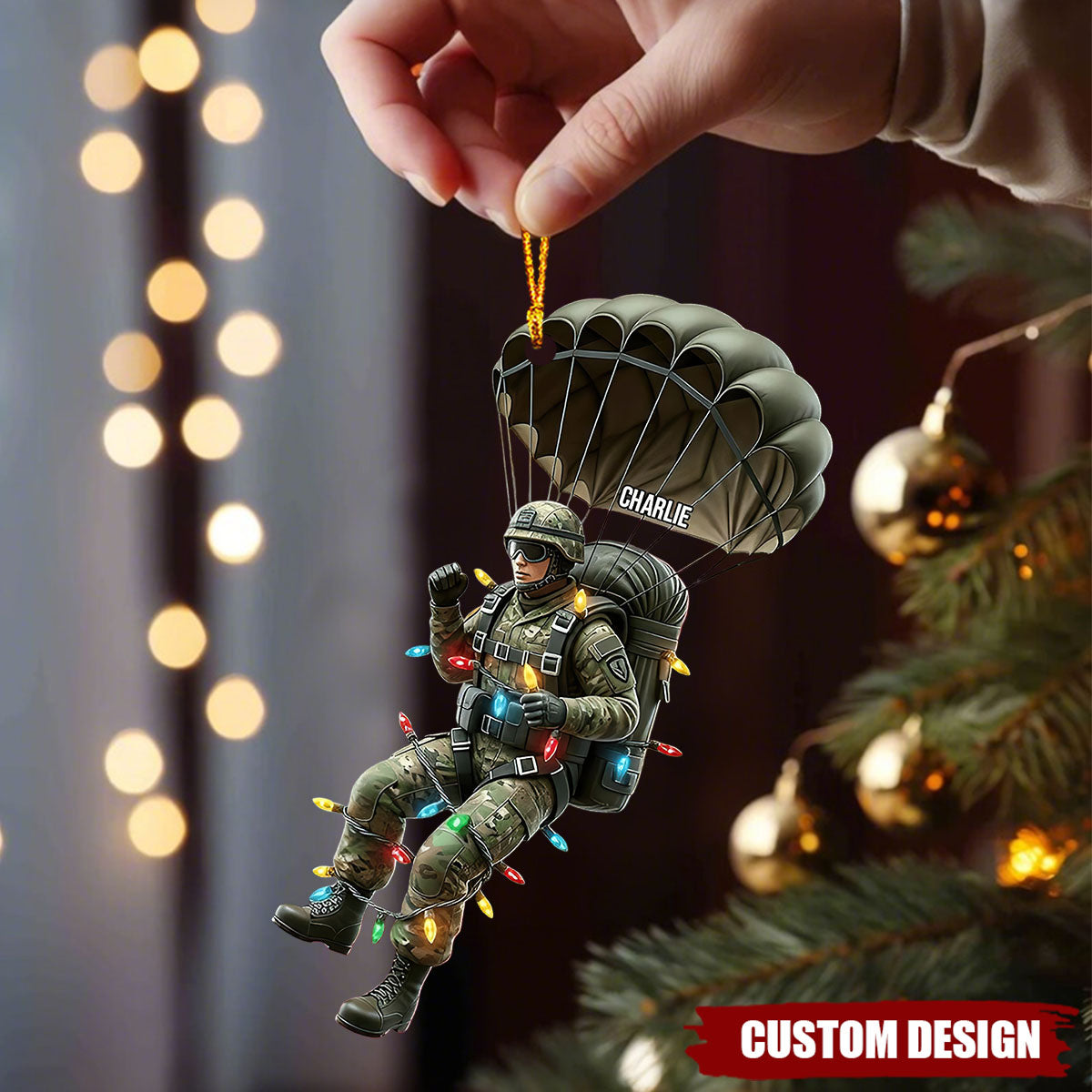 Custom Military Parachute Christmas Ornament - Christmas Gift For Parachutist