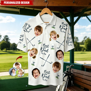 Personalized Kids Faces All‑Over Print Golf Shirt - Father’s Day Gift for Golf‑Loving Dad