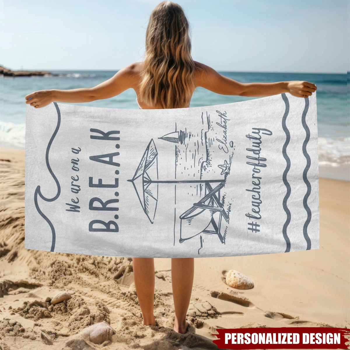Personalized Teacher Summer Beach Towel With Funny Teacher Slogans - Custom Name