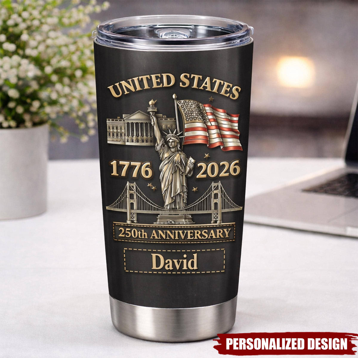 Personalized 250th Anniversary Tumbler – Gift for Him or Veteran