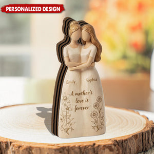 Personalized Mother & Daughter Hugging Wooden plaque - Custom Names Forever Love Gift
